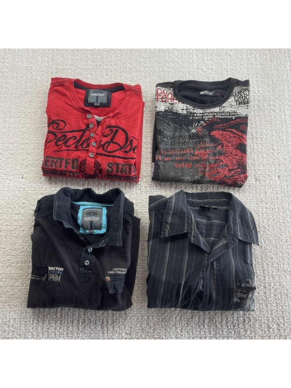 Bundle Lot x4 Y2K / VTG Shirt Goth Punk Graphic Cyber Alt Military Mens Sz M